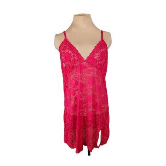 Rampage Intimates Y2K Red Sheer Lace Babydoll Slip Lingerie Nightie 1X Plus Size - Picture 1 of 6